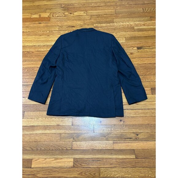 Haggar Mens Blazer Jacket Sz 44L Navy Blue 2 Button Polyester Rayon Sport Coat - Picture 7 of 7